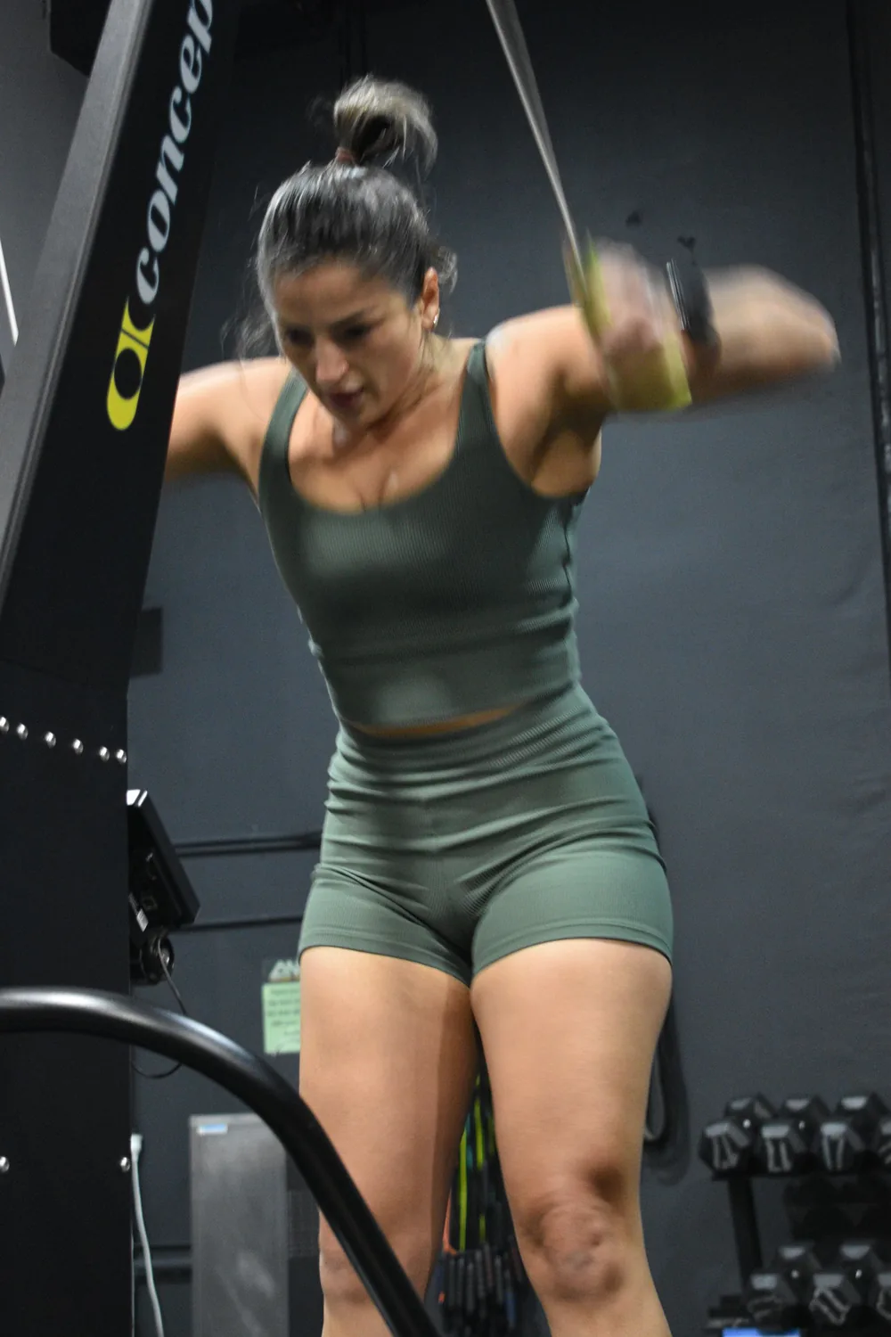 Member training on a ski erg at ANT